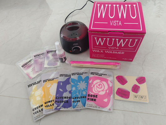 Waxing Kit WUWUVISTA 23 Items Hair Removal Wax Kit With Wax Warmer Waxing Beads For Face, Brazilian, Full Body, Bikini, Sensitiive Skin  Skin Suitable For Plugs Of American, European Specification